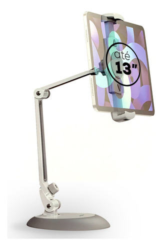 Suporte De Mesa E Parede Celulares E Tablets Ajustável Rock Cor Prateado