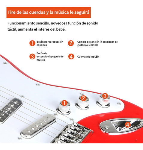 Guitarra Eléctrica De Juguete Para Niños De 4 A 16 Años, Roj