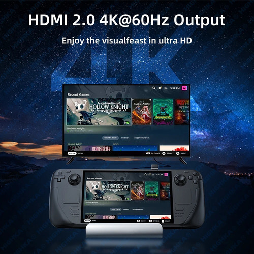 Dock 6 Em 1 Para Steam Deck E Rog Ally - Hdmi 4k 60hz Preto