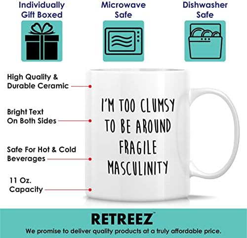 Caneca Engraçada Retreez Masculinidade Frágil, Feminista,