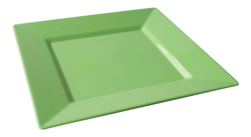 Plato Cuadrado Grande 20x20 Plástico Rígido X6 - Verde