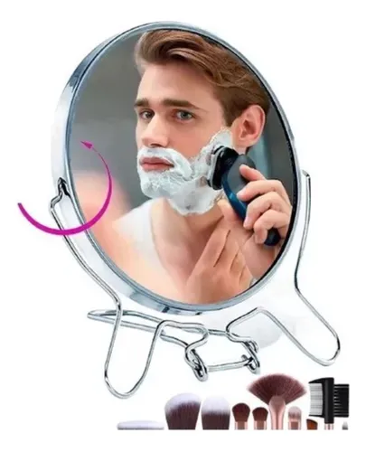 Espejo Maquillaje Doble Faz De 6 (15 Cm) Y Base Metálica Giratoria Con Aumento Portable Soporte Y Para Colgar