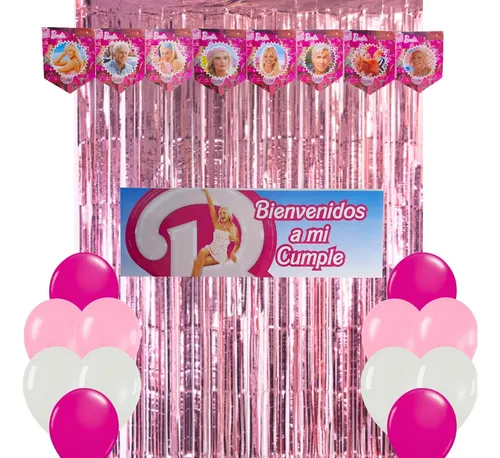 Set De Decoración Cumpleaños Barbie Niñas Globos