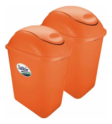 2 Pack Cesto Jumbo 26 L Sin Asas C/tapa Balancín En Colores