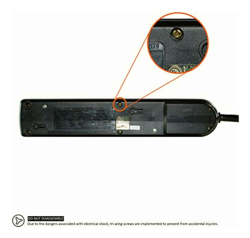 Weltron 6 Tomas De Corriente Negra Con Protector De