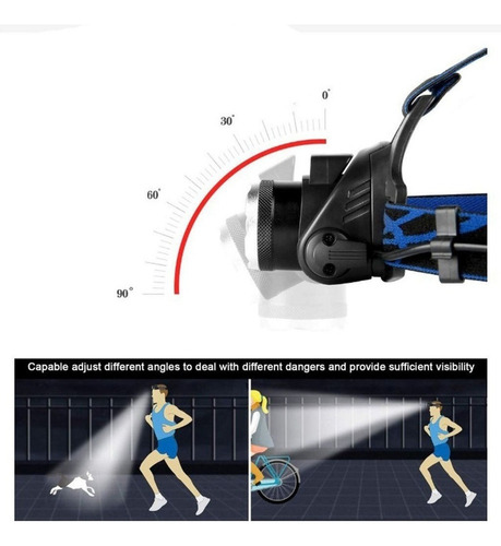 * . Brillante Faro Casco Led Linterna Impermeable Recargable