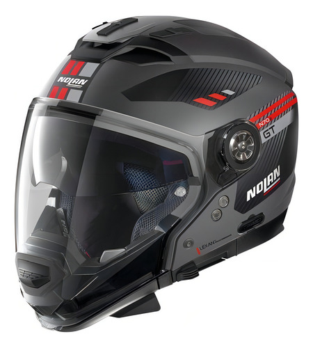 Capacete Nolan N70-2 Gt Bellavista N-com cinza/vermelho fosco 3 em 1 cor preto/cinza/vermelho tamanho L
