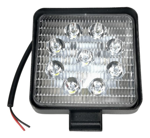 Farol Auxiliar Milha Led Quadrado 12v-80v 27w-f Spot 9 Leds