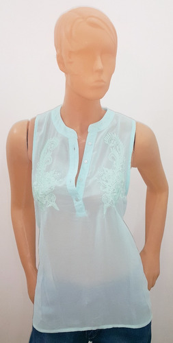 Camisa Gasa Blusa Remera Mujer Sin Mangas Bordada