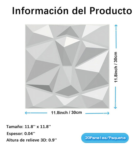 20 Piezas Paneles Decorativos 3d Para Pared,Panel Decorativo 3D PVC,20 Piezas Panel Decorativo 3D Impermeable Resistente Al Fuego Para Decoración, Hogar, Oficina, Dormitorio, Vestíbulo,30x30cm