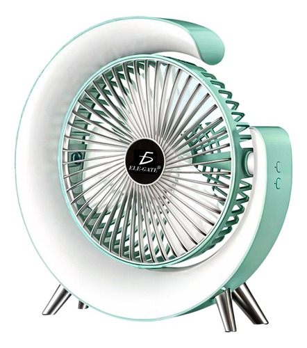 Mini Ventilador Escritorio Luz Rgb 3 Velocidades 180 Grados Color Verde