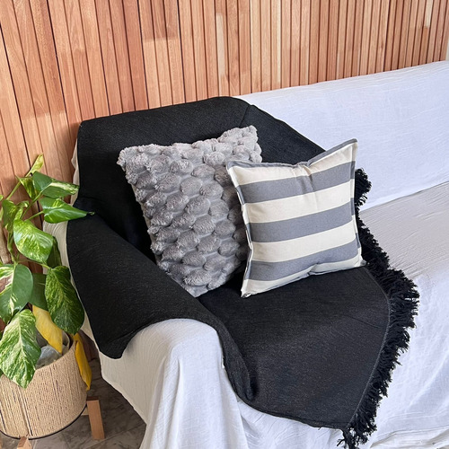 Manta Cubre Sillon Pie De Cama Rustica 400 Hilos 190x230 Cm Negro Manta