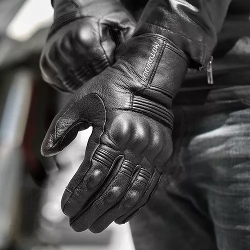 1 par de guantes de cuero de invierno para motocicleta, guantes