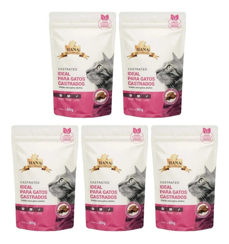 Petisco Para Gatos Hana Castred 60g Kit 5 Unidades