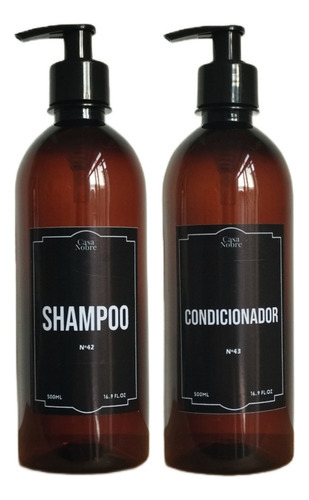 Kit Banheiro Frasco Ambar Shampoo E Condicionador Black