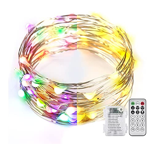 1 Pack Warm White & Multi-color Battery Operated String...