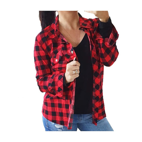 camisa xadrez country feminina