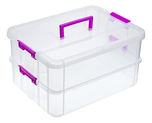 Caja De Almacenamiento Apilable De 2 Niveles Asa, Caja ...