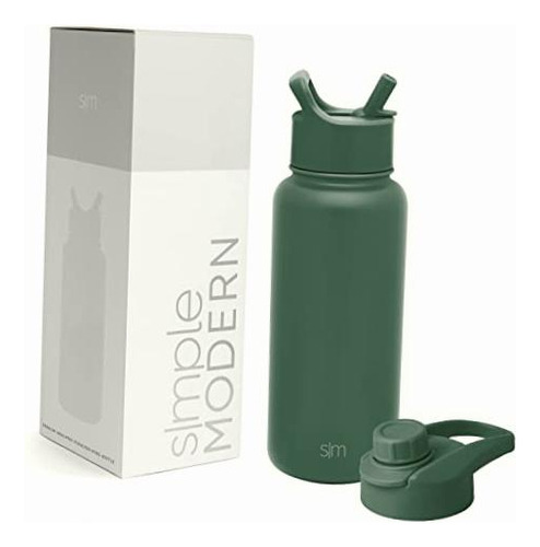 Simple Modern Water Bottle With Straw And Chug Lid Vacuum Color -forest