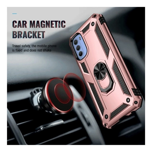 Funda Reforzada Con Anillo Para Modelos De Motorola Rosa Moto G52 / G82