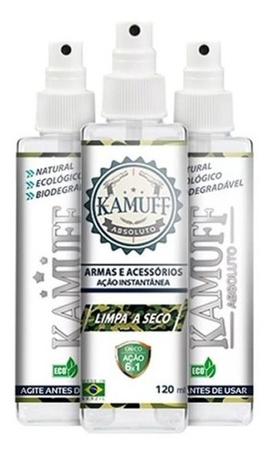 Kit Com 3 Spray Limpeza De Armas Kamuff Absoluto 120ml