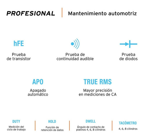 Imagen 4 de 8 de Multímetro Digital Mantenimiento Automotriz Rms Truper