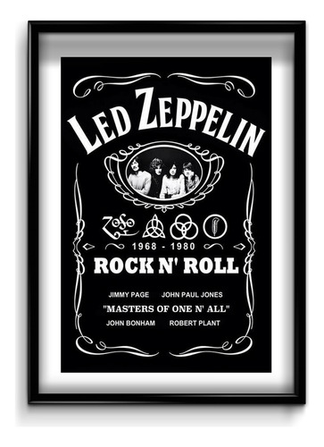 Cuadro Led Zeppelin Jack Daniels 35x50 (marco+lámina+vidrio)