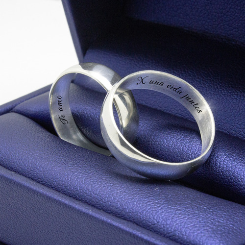 Par De Argollas De Matrimonio Plata Fina 925 Gruesas Lisas