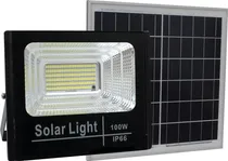 Comprar Proyector Led Exterior 100w Luminaria + Panel Solar Luz Fria Color De La Carcasa Negro Color De La Luz Blanco Frío