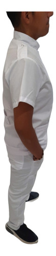 Ambo Hombre Cuello Mao Blanco Con Porta Charretera Hl Ambos Blanco Lisa 54/xxl