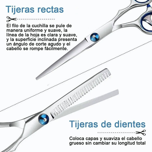 Imagen 9 de 9 de Set Tijera Cortar Pelo Entresacadora Cabello Peluquería