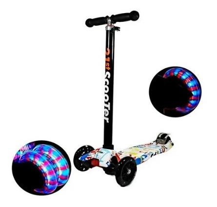 Monopatin Scooter Con Diseños Niños Niñas Ruedas Con Luces 