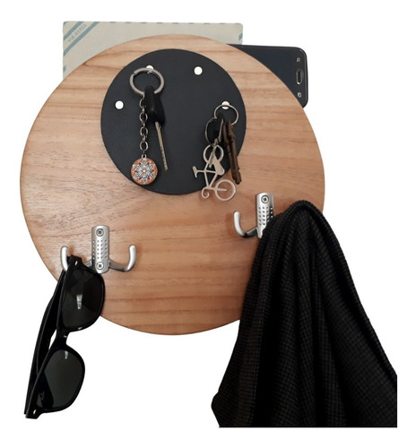 Imagen 1 de 8 de Perchero Organizador Madera Paraíso + Portallaves Magnético
