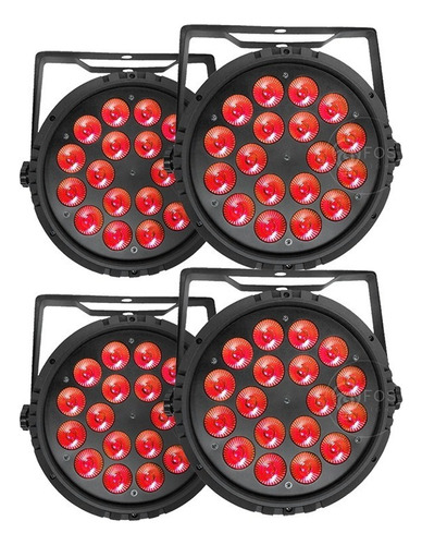 Kit 4 Parled 18x12w Dmx Refletor Slim Quadriled Rgbw 127/220V