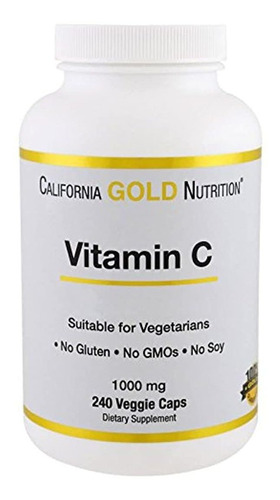Vitamina C 1 000 Mg 240 Cápsulas Vegetarianas Sin Leche.