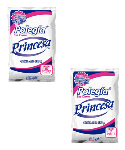 2 Bolsas Polegia Princesa Sin Cloro 450g C/u Quitamanchas