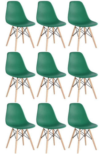 9 Cadeiras Eames Wood Dsw Eiffel Casa Jantar Colorida Cores Cor da estrutura da cadeira Verde-escuro