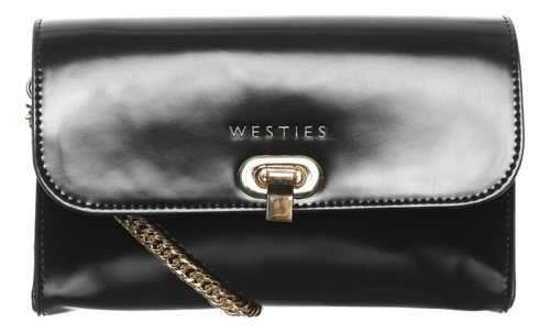Bolsa Crossbody Westies Hbserviettewe Para Mujer Con Cadena Acabado de los herrajes Niquel Color Negro Diseño de la tela Liso