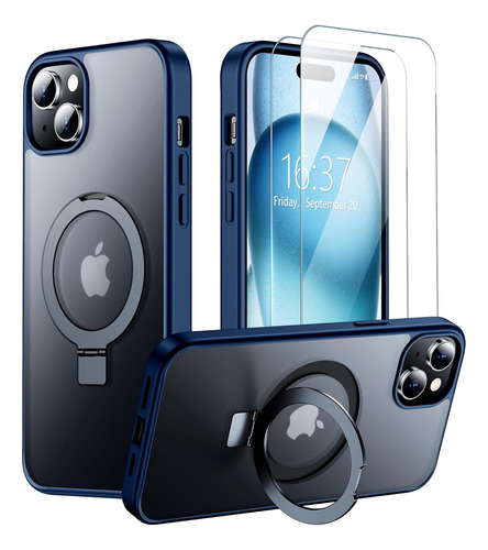 Funda Magnetica Y V Templado Para iPhone 15/14 Azul