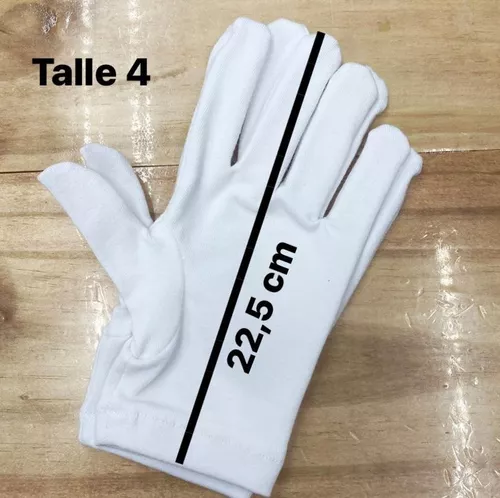 Guantes Blancos Cortos De Puro Algodón Talle 4 Adulto