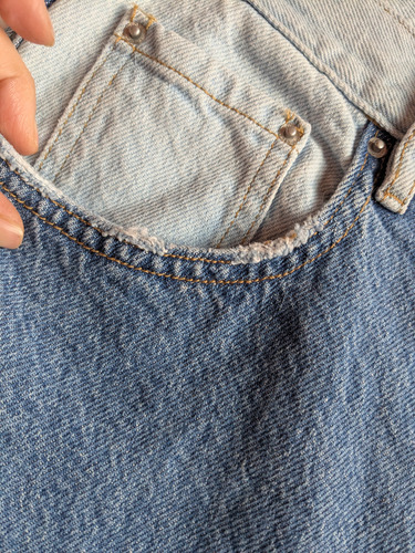 Pacsun Jeans Pachwork Rectos Tiro Alto Azul Claro Mujer (Usado)