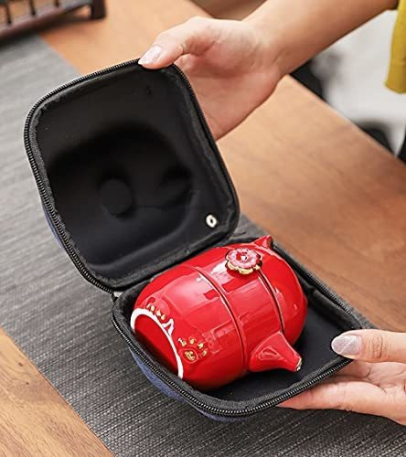 Taza Cerámica Portátil: Set De Te Gato De La Suerte -