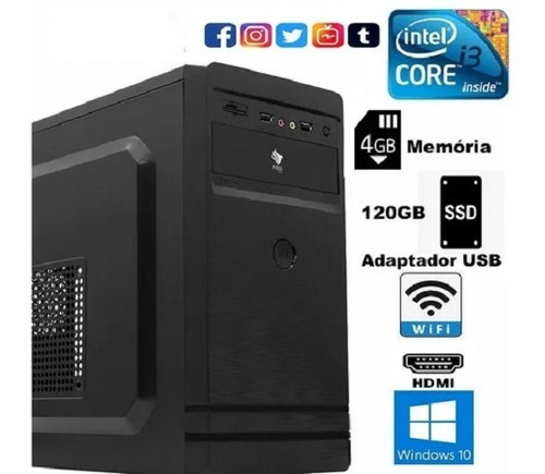 Imagem 1 de 1 de Computador Corporativo Intel I3 4gb Ssd Wifi Windows 10 Nfe