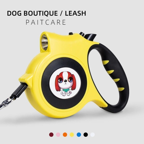 Correa Retractril Automatica Perro Mascotas 5 Mt + Linterna