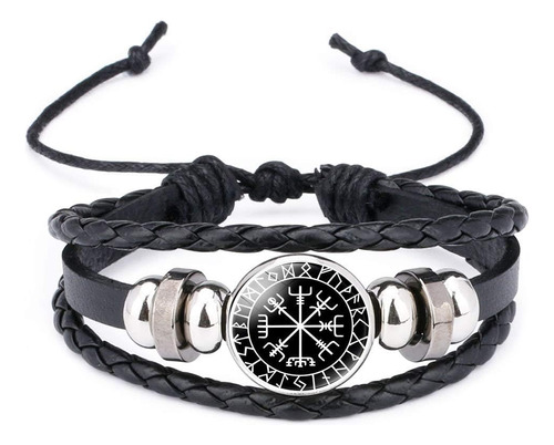 Odins Crow Raven Valknut Charm Cordones De Cuero Pulsera A