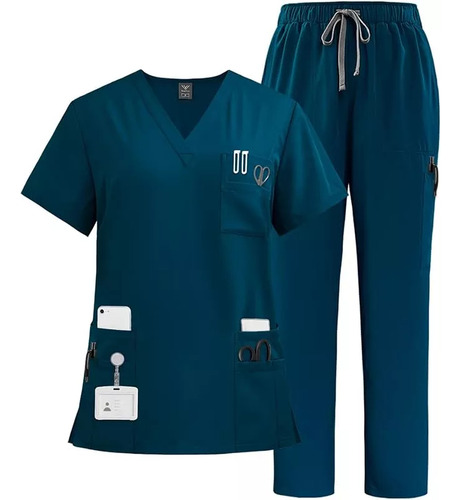 Pijama Quirúrgica Scrub Jogger Uniforme Antifluido Con Bolsa