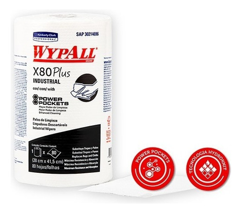 Paño Limpieza Wypall X80 Rollo Power Pocket - 80 Paños X 1ud