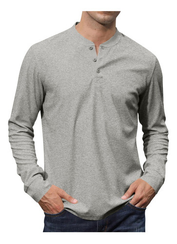 Top Deportivo De Manga Larga Con Botones Para Hombre Top De