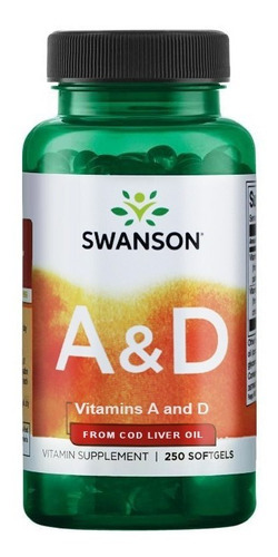 Vitaminas A e D Swanson 250 Géis Sabor Sem Sabor