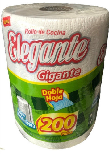 Rollo Cocina Elegante Gigante 200 Paños Doble Hoja X Un